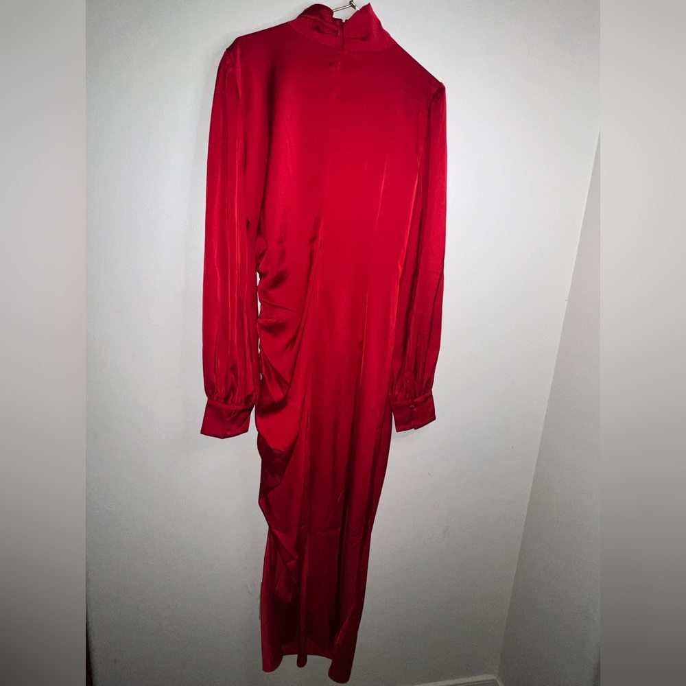 Badgley Mischka Vibrant Red Long Sleeve Dress - Picture 4 of 5